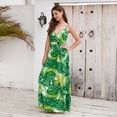 thumbnail image 2 of Anbech Boho Deep V-Neck Women Sling Dress Floral Printed High Waiste Beach Long Flowy Dresses, 2 of 9