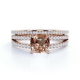 thumbnail image 4 of JeenMata Stunning 2 Carat Cushion Cut Peach created morganite and Moissanite Wedding Ring Set in Rose Gold, 4 of 6