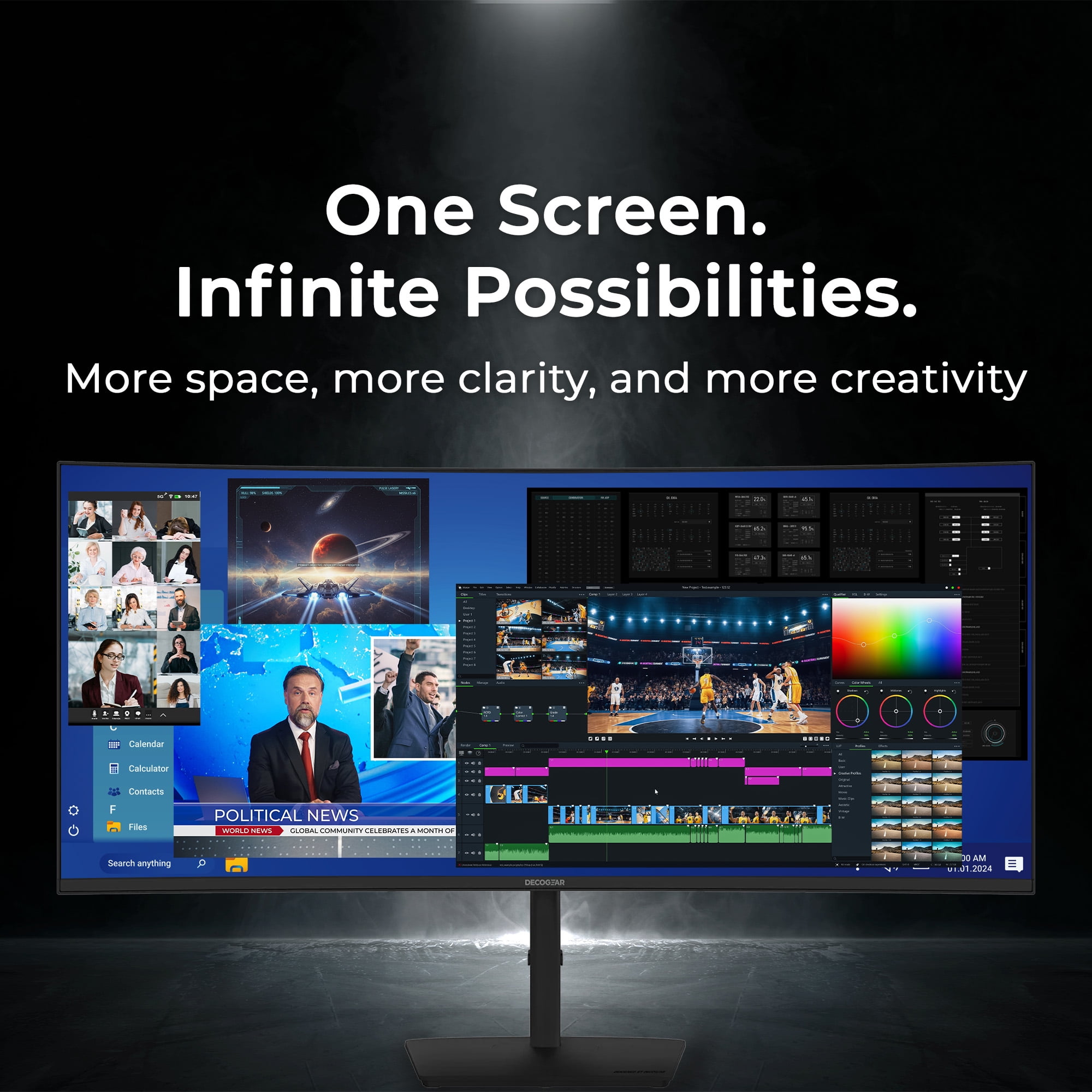 Deco Gear 40” Curved 5K2K Nano IPS Monitor, 5120×2160 Ultrawide 21:9 Display, 120Hz, 65 W USB-C PD, HDR, Adaptive Sync, Built-in Speakers