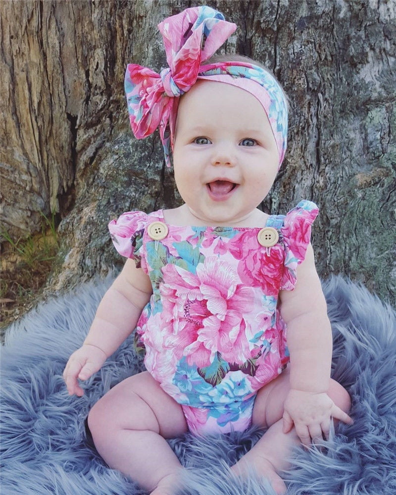 CA Newborn Baby Girls Floral Romper Bodysuit Jumpsuit Outfits Sunsuit Clothes
