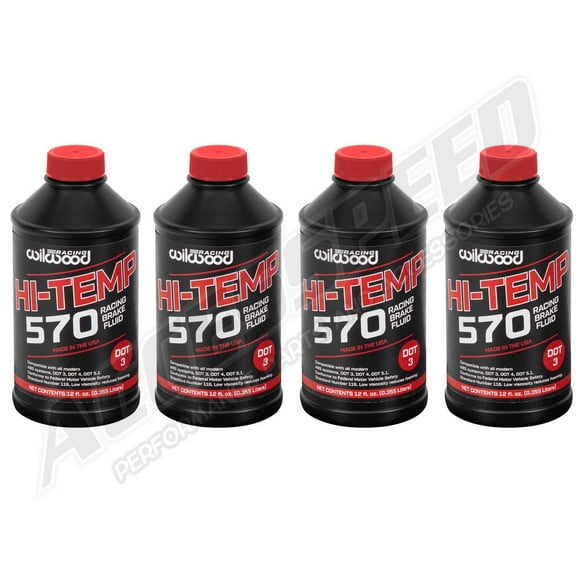 Wilwood 4-Pack of 290-0632 Hi-Temp 570-Degree High Performance DOT 3 Brake Fluid (4-12oz Bottles)