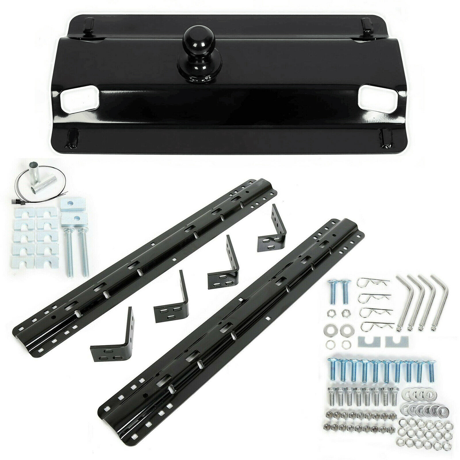 HECASA Fifth 5th Wheel Rail Installation Kit & Gooseneck Trailer Hitch for FullSize Truck Bed