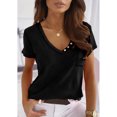 thumbnail image 3 of Camiseta de manga corta con cuello en V, camiseta informal con cuello en V para mujer, camiseta informal con cuello en V, durabilidad mejorada, 3 of 5