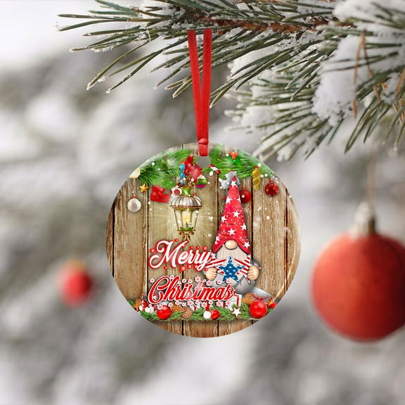Flagwix Christmas Ornaments, Ceramic Ornaments, Merry Christmas Gnome , Christmas Decorations, Christmas Gifts - Circle, 1 Pcs