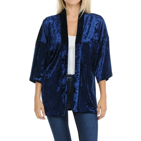 Burnout Velvet Kimono - Basico Velvet Kimono Front Open Cardigan