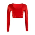 thumbnail image 1 of ZAXARRA Haut Court Ajusté pour Femmes Manches Longues Sport Athlétique Blouse, 1 of 5