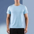 thumbnail image 2 of VSSSJ Men's Quick Dry Workout Shirts Moisture Wicking Short Sleeve T-Shirt Breathable Crewneck Athletic Running Gym Tee Shirts Light Blue XL, 2 of 5