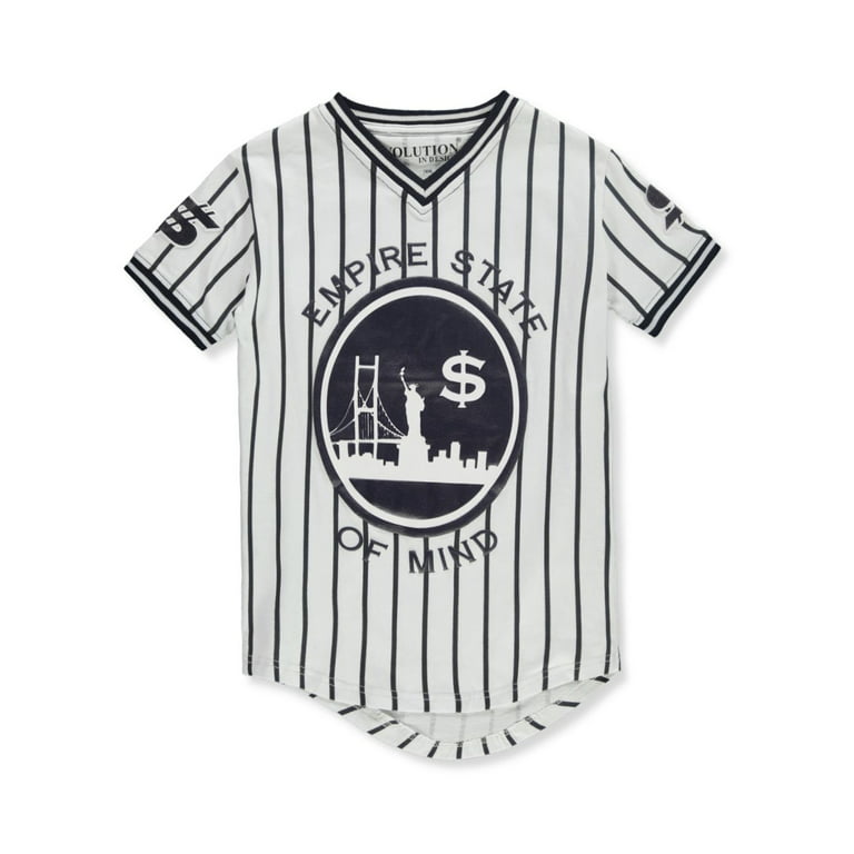 Evolution In Design Boys' Money Baseball Jersey T-shirt - navy, 14 - 16  (Big Boys) 
