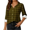 thumbnail image 2 of Fashion Plaid Botton Jackets for Womens 2024 Plus Size Long Sleeve Plaid Shirt Tunic V-Neck Casual Pullover Blouses Tops, 2 of 5