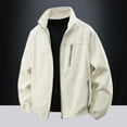thumbnail image 2 of Tisuna Winter Jackets For Men Solid Color Long Sleeve Stand Collar Coat Classic Warm Men Fall Winter Fleece Jacket White Size Xl, 2 of 9