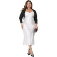 thumbnail image 3 of DARING DIVA Plus Size Long Sleeve Open Front Cropped Cardigans Shrugs 3X Black, 3 of 6