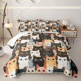 thumbnail image 2 of Manfei Cartoon Kitten Cat Quilt Full, Kawaii Pet Full Bedspread Sets, Multicolor, 3pcs, 1 Coverlet and 2 Pillowcases, 2 of 7
