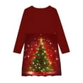 thumbnail image 4 of FamilyThread Girls Christmas Dress Long Sleeve Dress for Girls Swing Twirly Skater Dresses Tree Print Casual A Line Dresses For 4-12Y, 4 of 5
