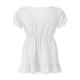 thumbnail image 4 of PENGXIANG Femmes Été Casual Manches Courtes V Cou une Robe Doublée Patchwork Robe Courte, 4 of 5