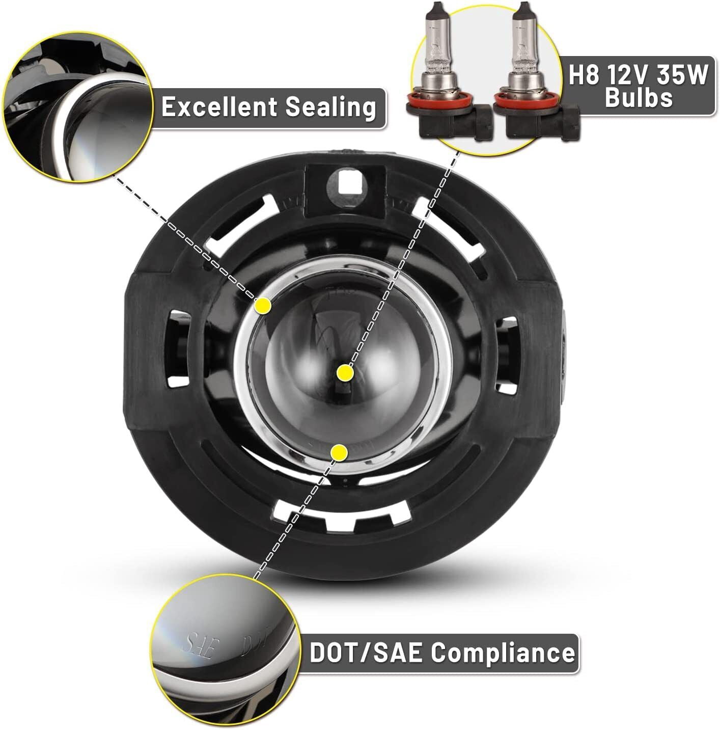 Compatible For 2014-2021 Jeep Grand Cherokee Pair Front Fog Lights Lamps Assembly Clear Lens