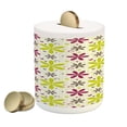 thumbnail image 1 of Floral Piggy Bank, Flowers Buds with Butterfly and Circle Hoops Nature Design, Ceramic Coin Bank Money Box for Cash Saving, 3.6" X 3.2", Apple Green Dark Taupe, by Ambesonne, 1 of 4