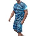 thumbnail image 2 of UVEASISHA Men's Workout Short Sets,Men's 2 Piece Tracksuit Outfits 3D Digital Print Shirt and Shorts Set Big and Tall Summer Sweatsuit Casual Drawstring Shorts Outfit, 2 of 5