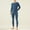 Dark Blue, variant on Men Thermal Underwear Set Men Casual Long Sleeved Round Neck Casual Top Pants Thermal Underwear Sets Khaki L