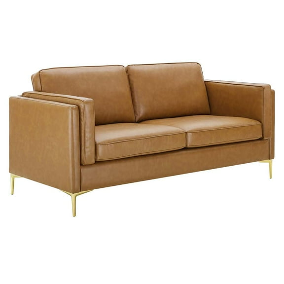Modway Kaiya Vegan Leather Sofa in Tan