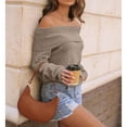 thumbnail image 5 of SOMER Off the Shoulder Sweater Knit Pullover Tops Sweaters for Women Long Sleeve Off The Shoulder Tops Casual Loose Winter Sweaters Apricot, 5 of 6