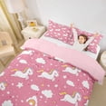 thumbnail image 2 of Metsweet Kawaii Unicorn Duvet Cover King, Cute Magic Horse Rainbow King Bedding, Hot Pink White,Pink Reversible,3 Pieces,1 Duvet Cover and 2 Pillowcases, 2 of 6
