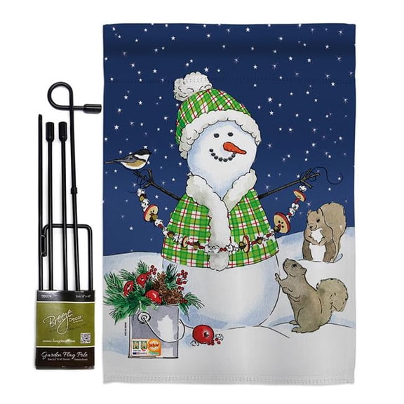Breeze Decor BD-WT-GS-114210-IP-BO-D-US18-WA 13 x 18.5 in. Decorating with Snowmen Winter Wonderland Impressions Decorative Vertical Double Sided Garden Flag Set with Banner Pole