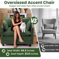 thumbnail image 3 of Accent Chair with Ottoman, Legahome 40"Wide Oversized Chenille Upholstered Lounge Chair, Comfy Reading Armchair with 3 Pillows, Barrel Chair Reading Chair for Living Room Bedroom, Green, 3 of 10