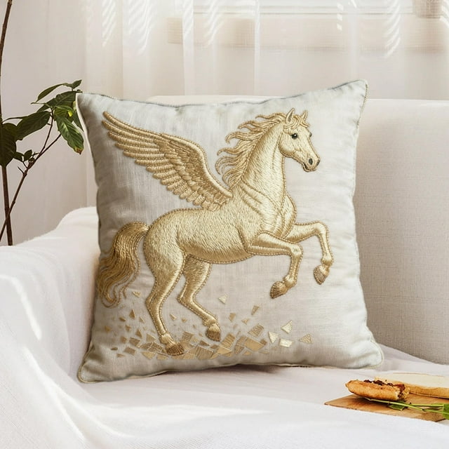 Staron Housse de Coussin Tête de Cheval 45x45 cm, Housse de Coussin à Motif Équestre pour Sofa, Housse de Coussin Décorative Douce