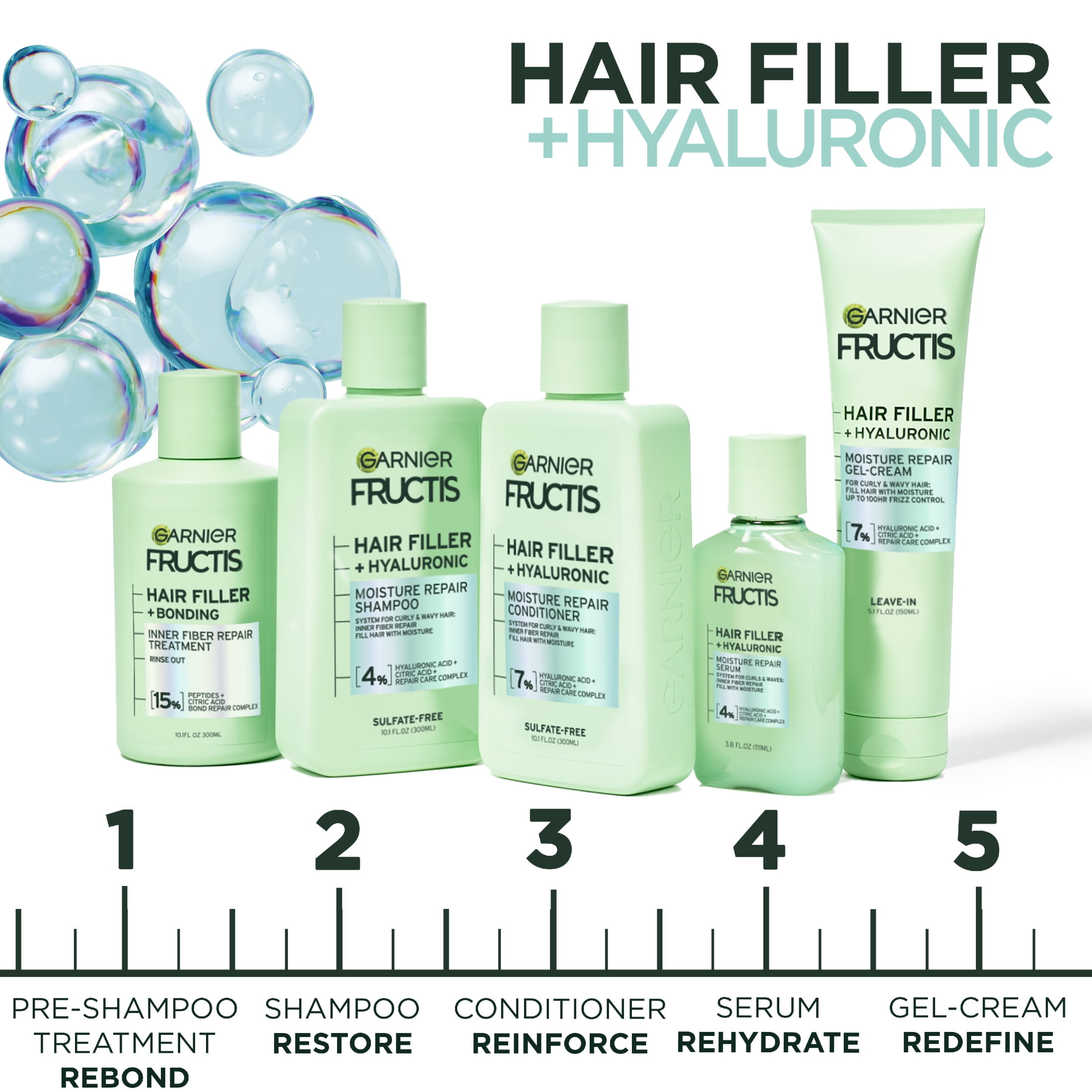 Conditioner Filler Acid, 10.1 Hyaluronic oz Garnier with Hair fl Repair Fructis Moisture
