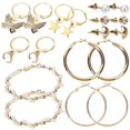 thumbnail image 2 of 6 Pairs Hoops Earrings Alloy Round Earring Hoops Retro Women Ear Jewelry Golden------Product code 83561, 2 of 3