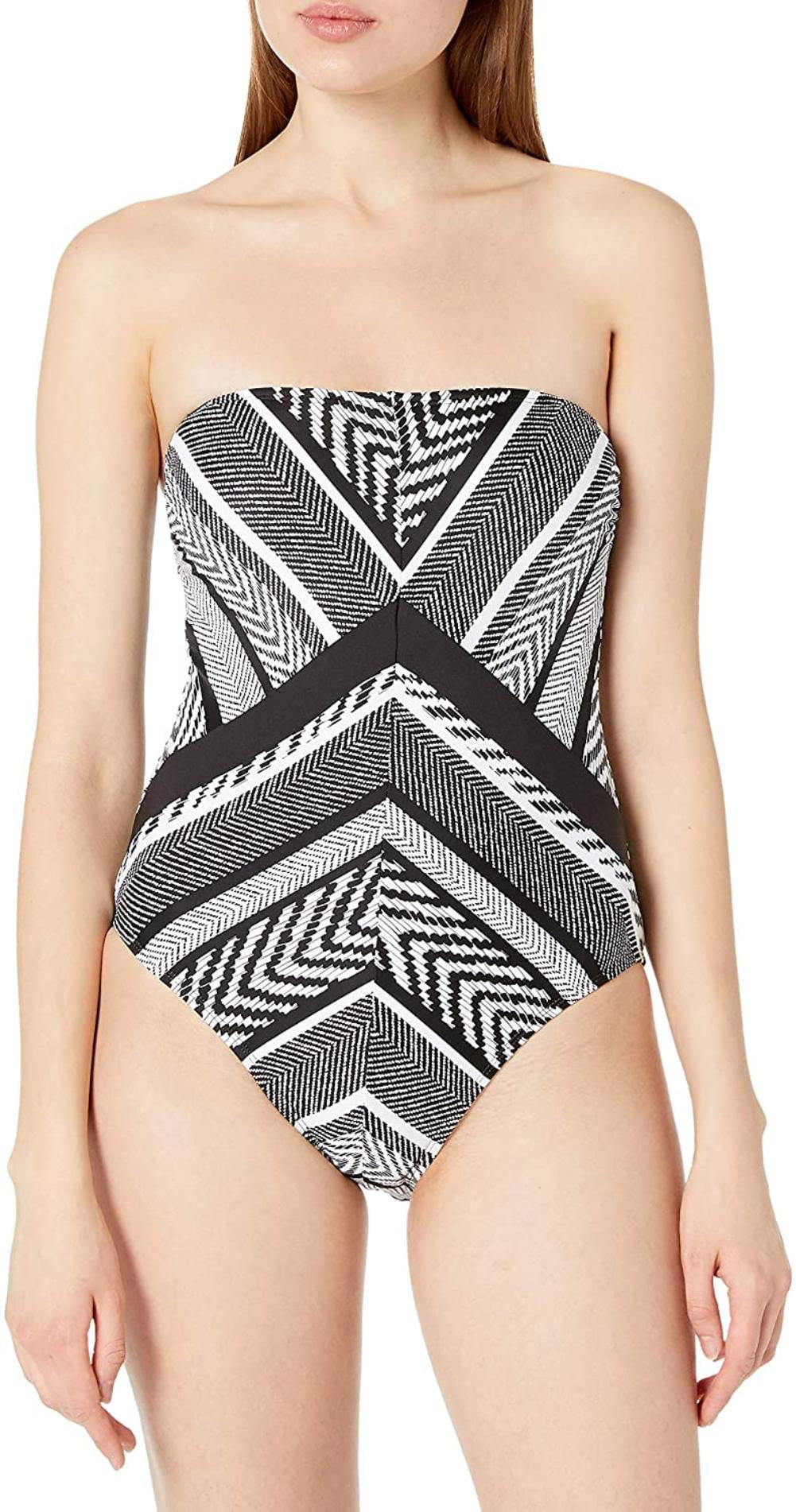 Kenneth Cole New York Womens High Neck Bandeau One Piece Swimsuit