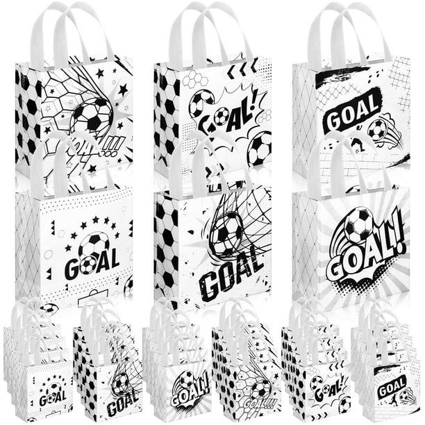 Bolsas para fiestas, regalo de fútbol, 40 unidades, con asa, 20 cm