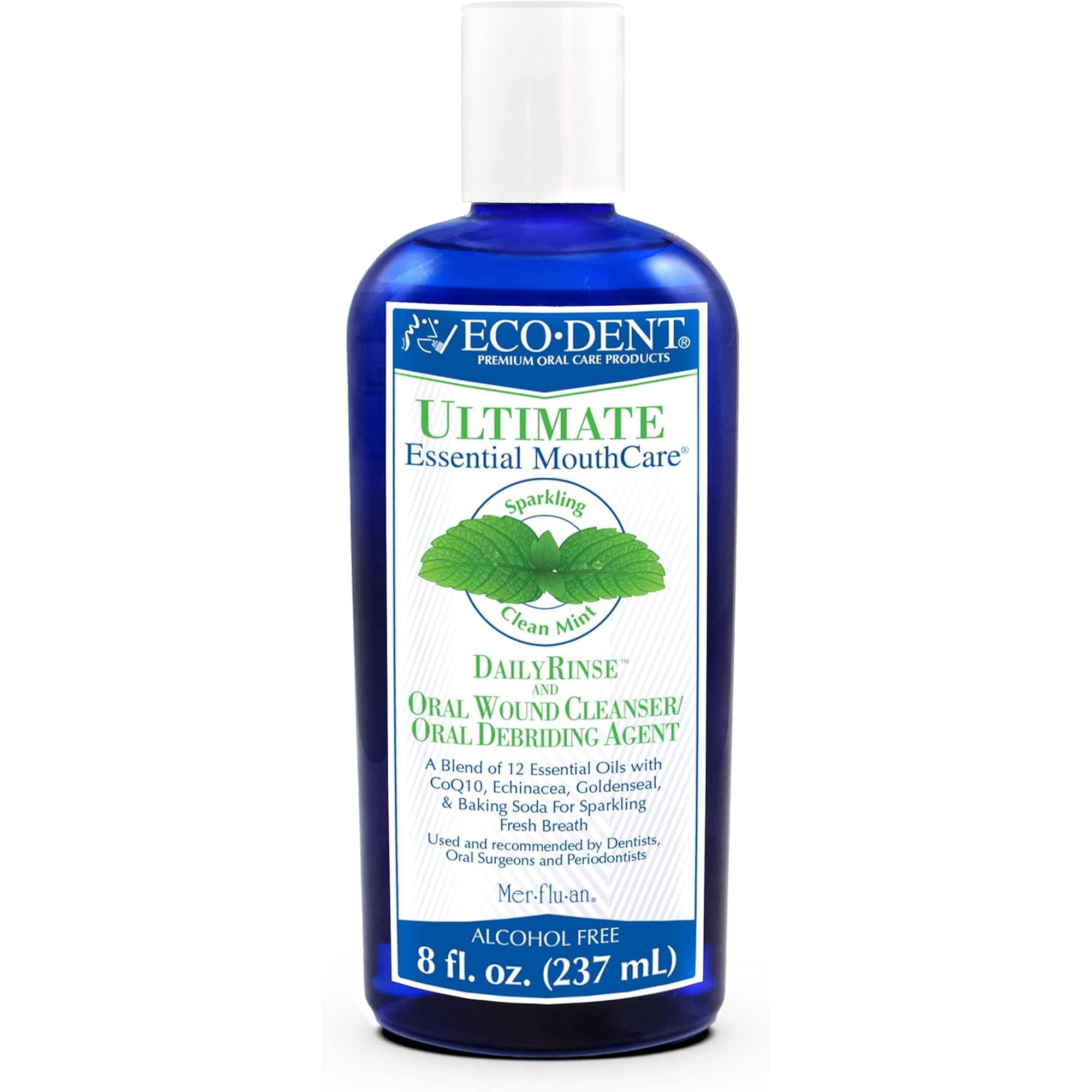 Eco-Dent Alcohol-Free Mouthwash, Mint - Ultimate Essential MouthCare, Oral Care Mouth Wash for Adults, Baking Soda Mouth Rinse with Essential Oils + DailyRinse Single-Use Pack, Mint