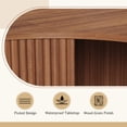 thumbnail image 3 of Jableast Fluted Corner Cabinet, Wood Corner Storage Cabinet with 2-Sliding Doors, Wooden Freestanding Narrow Storage Organizer for Small Space, Living Room, Dining Room, Bathroom, Walnut, 3 of 10