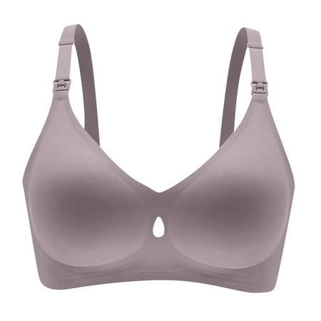 DXOUPM Nursing Bras for Breastfeeding Seamless V Neck Maternity Bra Women Pregnancy Breastfeeding Bra Purple XXL