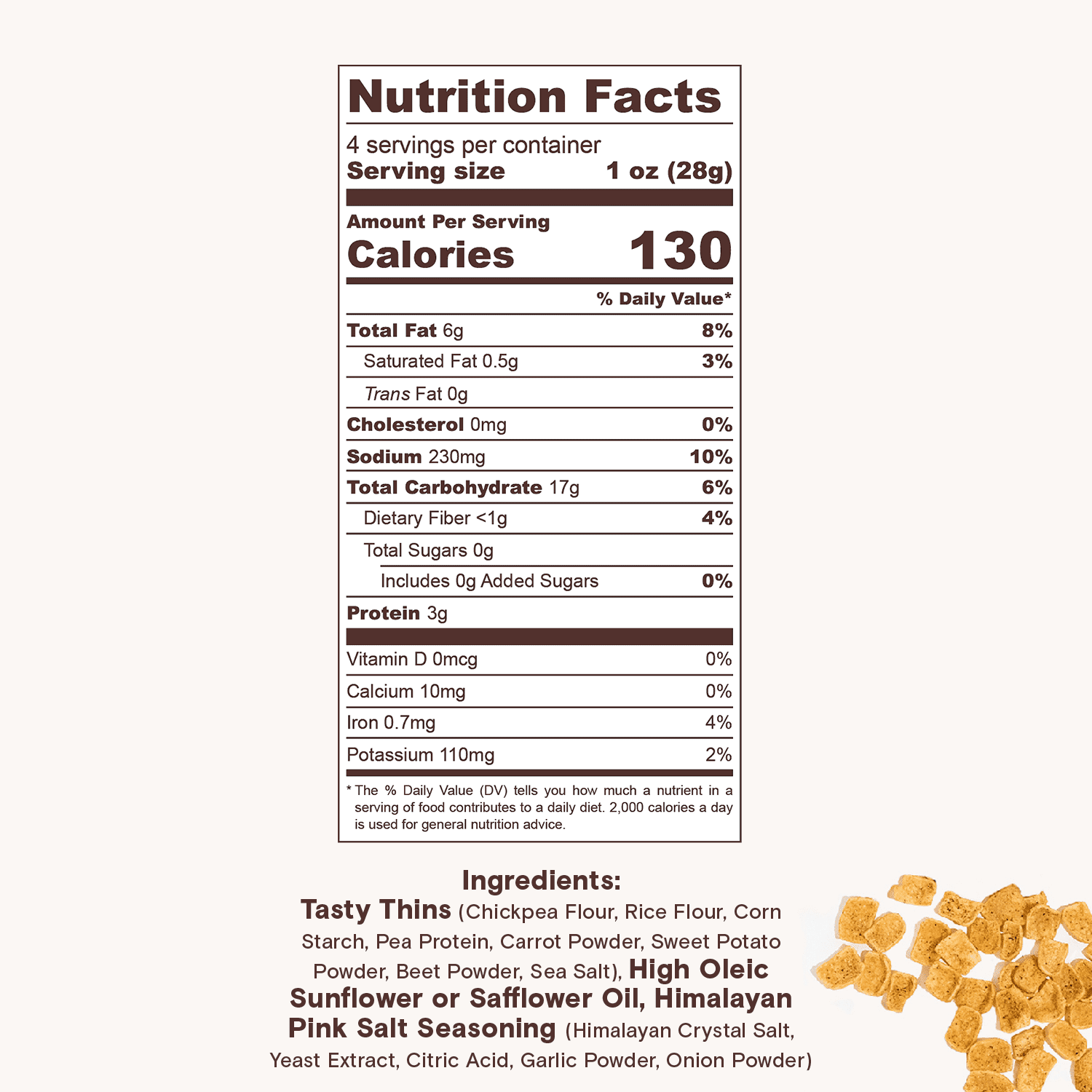 (2 pack) Biena Tasty Thins Snack Crisps, Himalayan Pink Salt Flavor, 4oz