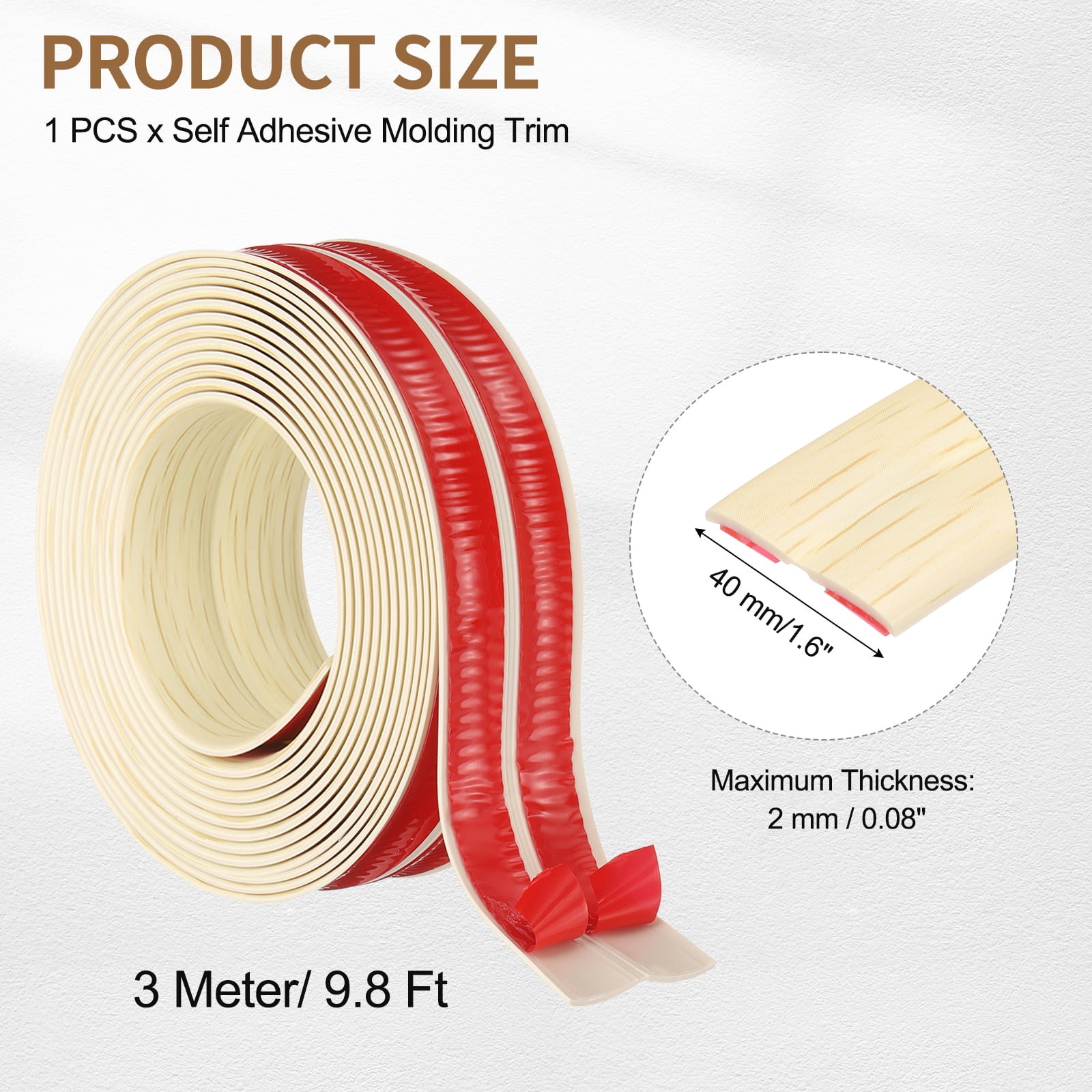 Uxcell Protector 1.6"x9.8 ft Self Adhesive Guard Beige Wood Grain for Wall Table Floor