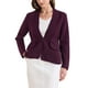 thumbnail image 4 of BLAZER DE MUJER SIN COLLAR INSPIRADOR DE LARGA MANGA CON UN BOTÓN PARA OFICINA NEGRO ROJO OSCURO, 4 of 5