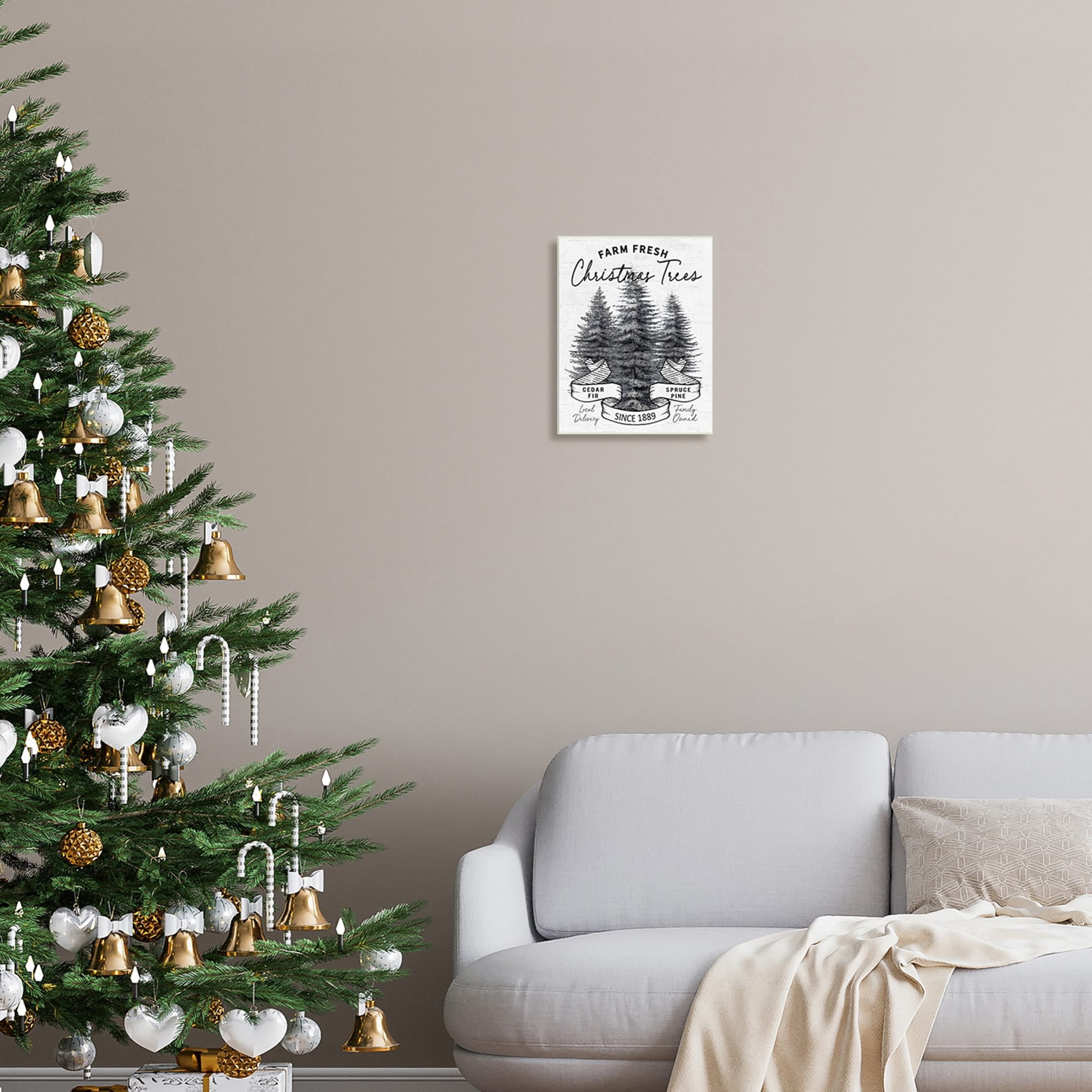 Farm Fresh Pine & Fir Trees Vintage Holiday Advertisement Botanical & Floral Graphic Art Unframed Art Print Wall Art