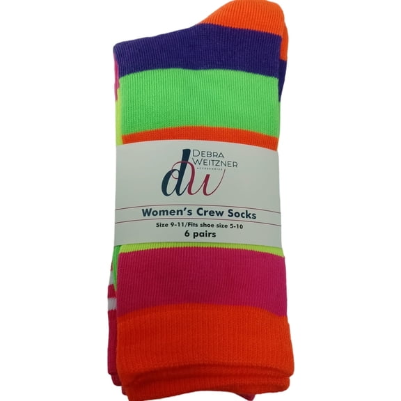 DW Women’s Cotton Crew Socks, Breathable Comfort, Everyday Wear, 6 Pair Pack