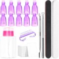 thumbnail image 1 of wqlpp-17Pcs Gel Nail Remover Tools Kit Includes Purple Nail Remover Clips for Hands, Nail Polish Remover Pump Bottle, Cuticle Pusher, Scraper, Cotton Pads, Files, Buffer Block, Brush, 1 of 4