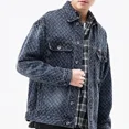 thumbnail image 2 of Chaqueta vaquera para hombre, estilo cargo, estética, jeans, abrigo para hombre, azul, hombros anchos, vintage, invierno 2024, usada a bordo, diseñador, talla grande L, 2 of 5