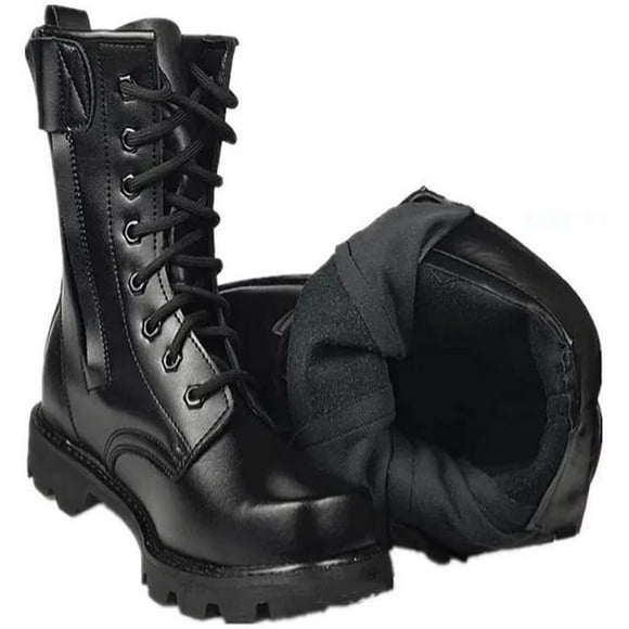 SURJDE Tactical Boots For Men Women- Black Leather Waterproof High Top Military Army Boots Steel Toe Lightweight Hiking Combat Boots Black-38