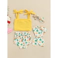 thumbnail image 4 of Qmyliery Baby Double Side Strap Sling Tops + High Waist Shorts + Bow Hair Band + Warm Socks, 4 of 9