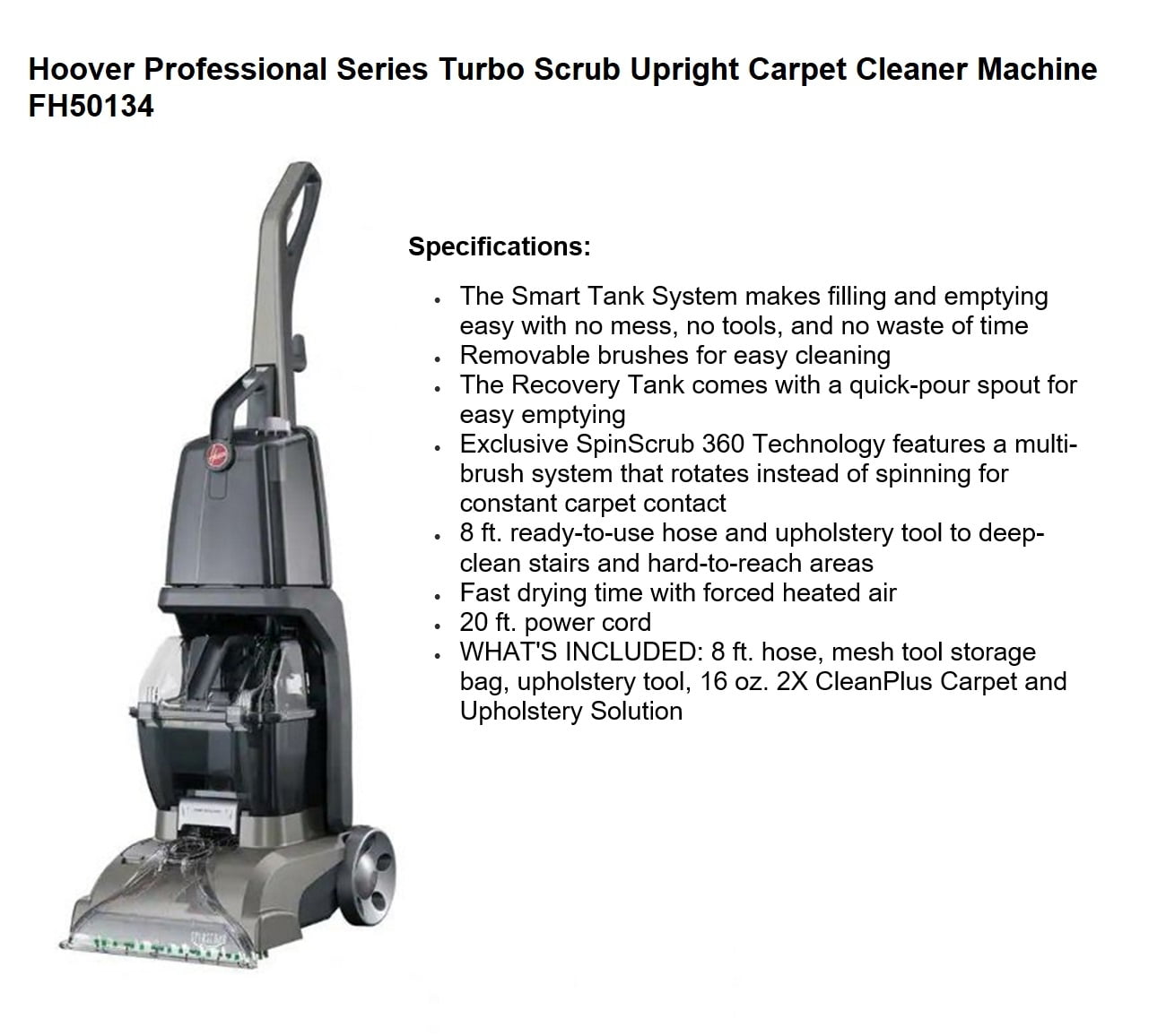 Hoover Professional Series Turbo Scrub Upright Carpet Cleaner Machine Fh50134 New Open Box Com