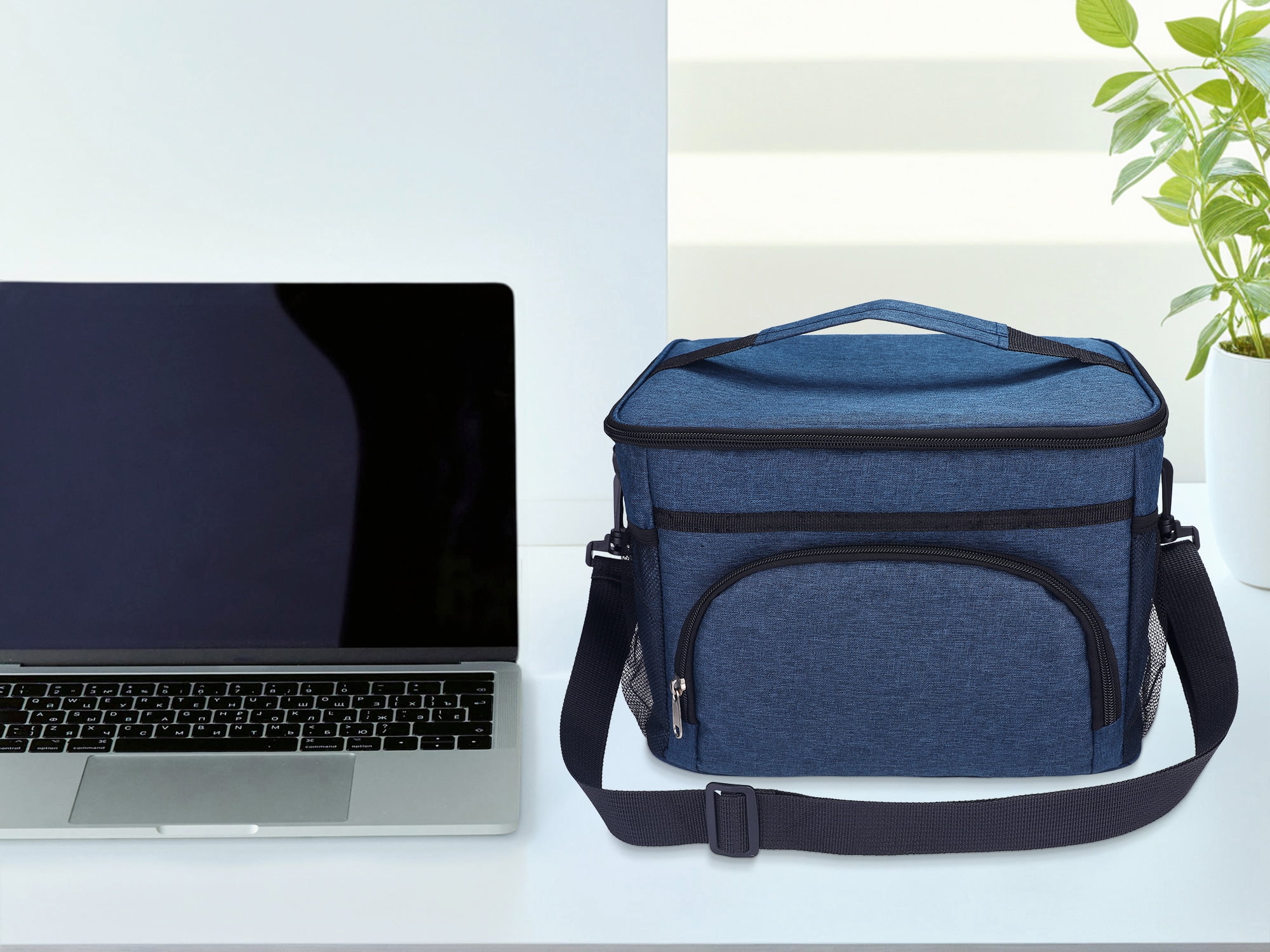 Unique Bargains Lunch Bag Insulated Lunch Bag Leakproof Lunch Box Navy Blue