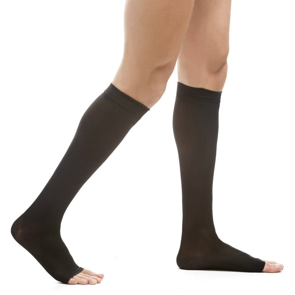 Open Toe Flexible Elastic Knee High Compression Sock For Men And Women Black Xlarge Walmart