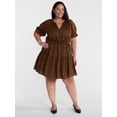 thumbnail image 2 of Terra & Sky Women's Plus Cotton Tiered Mini Dress with Short Puff Sleeves, Sizes 0X-5X, 2 of 5