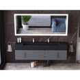 thumbnail image 6 of Nile 72" Gray Wood Floating Vanity with Black Top and Gold Trim, 6 of 10