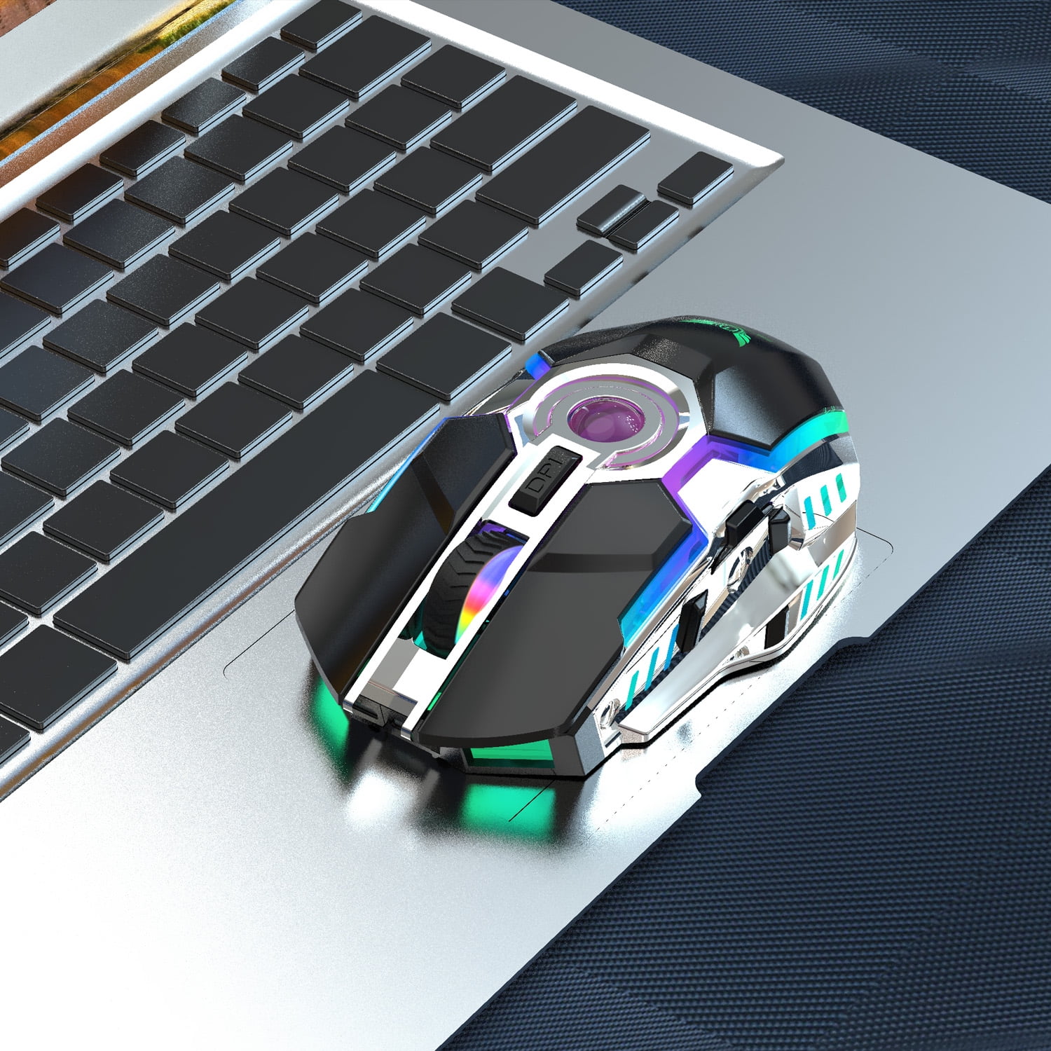 Rechargeable Wireless Silent Mouse RGB Backlit Ergonomic Gaming Mouse
